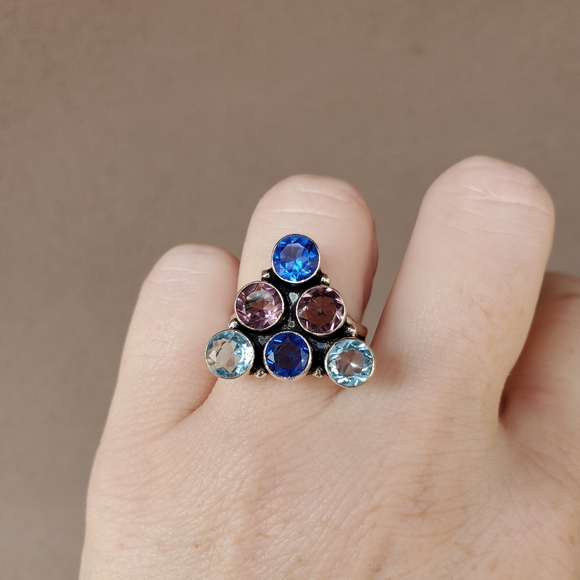 New Amethyst and Blue Quartz 925 Silver Ring. - Picture 4 of 12